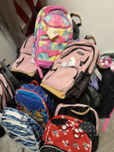 Backpacks ready for pick-up